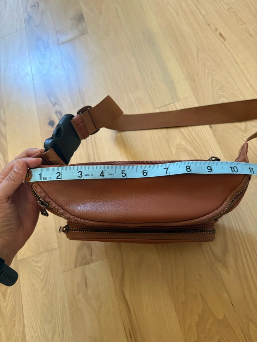 Kibou Travel Diaper Bag/Fanny Pack Vegan Leather Brown 11